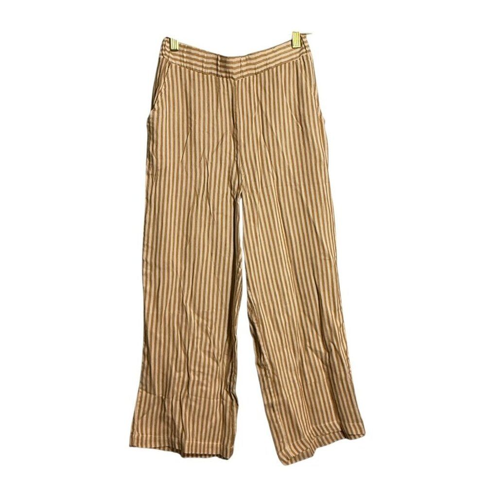 Wide Leg Pants Women Size XS Stripe Crop Capri Casual Lounge Beach Knot Sisters